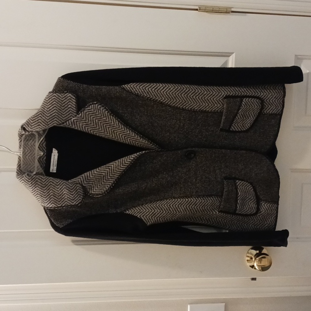Wool blend black and gray sweater Blazer jacket